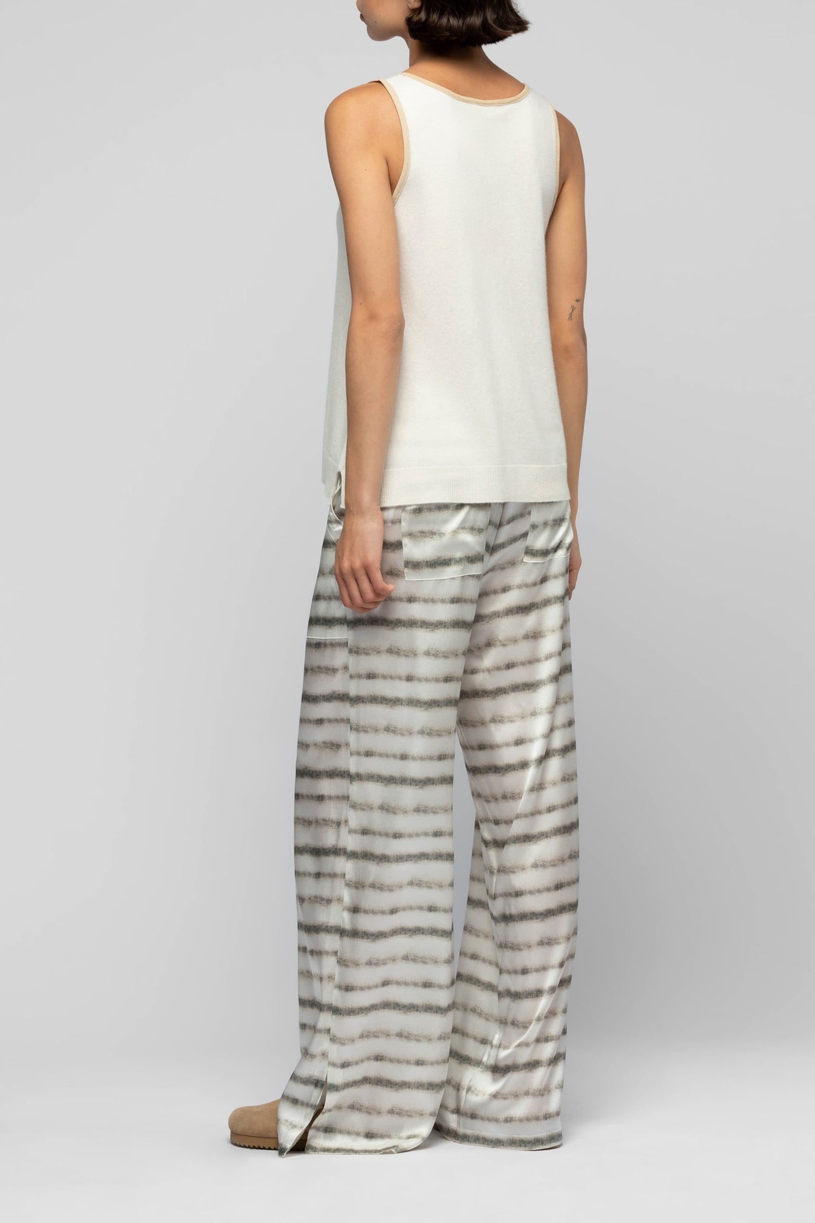 Tabigael round-neck tank top in wool and cashmere - White
