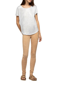 Tacelya loose-fitting short-sleeved iridescent linen T-shirt - White