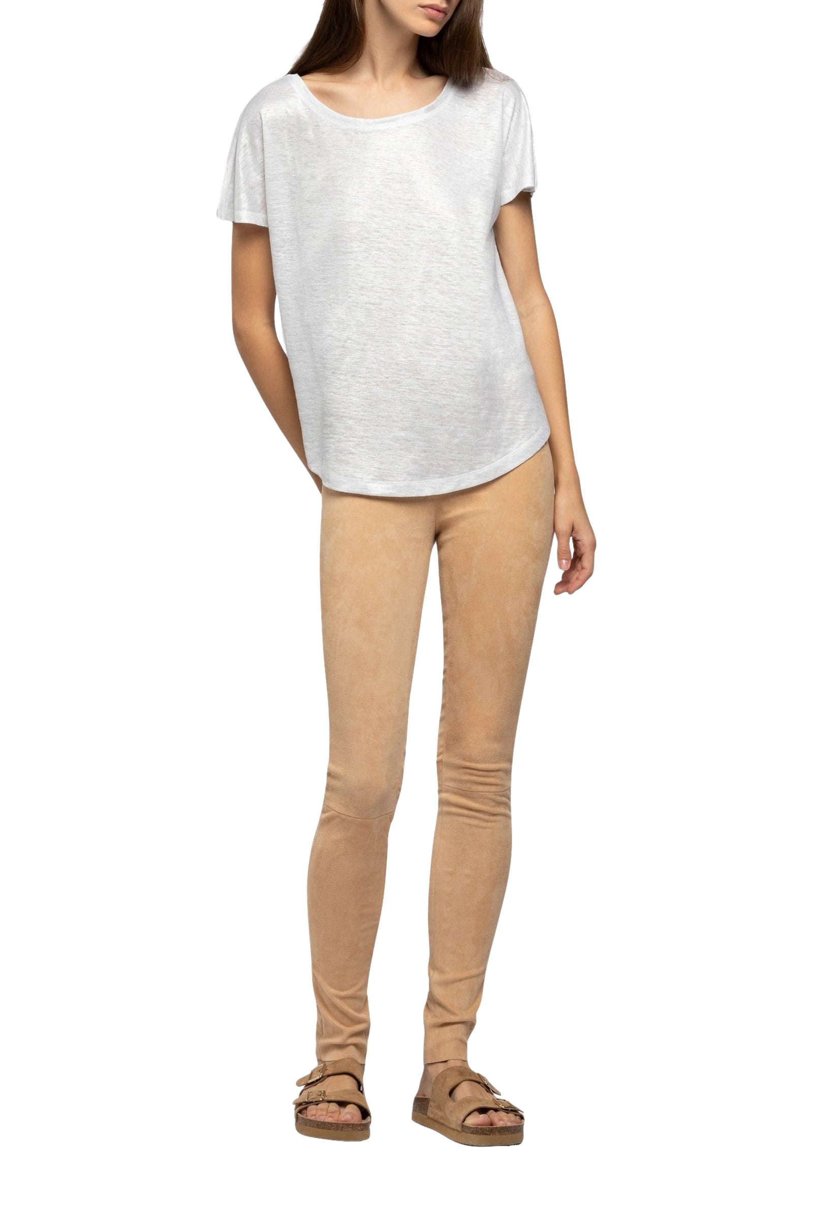 Tacelya loose-fitting short-sleeved iridescent linen T-shirt - White