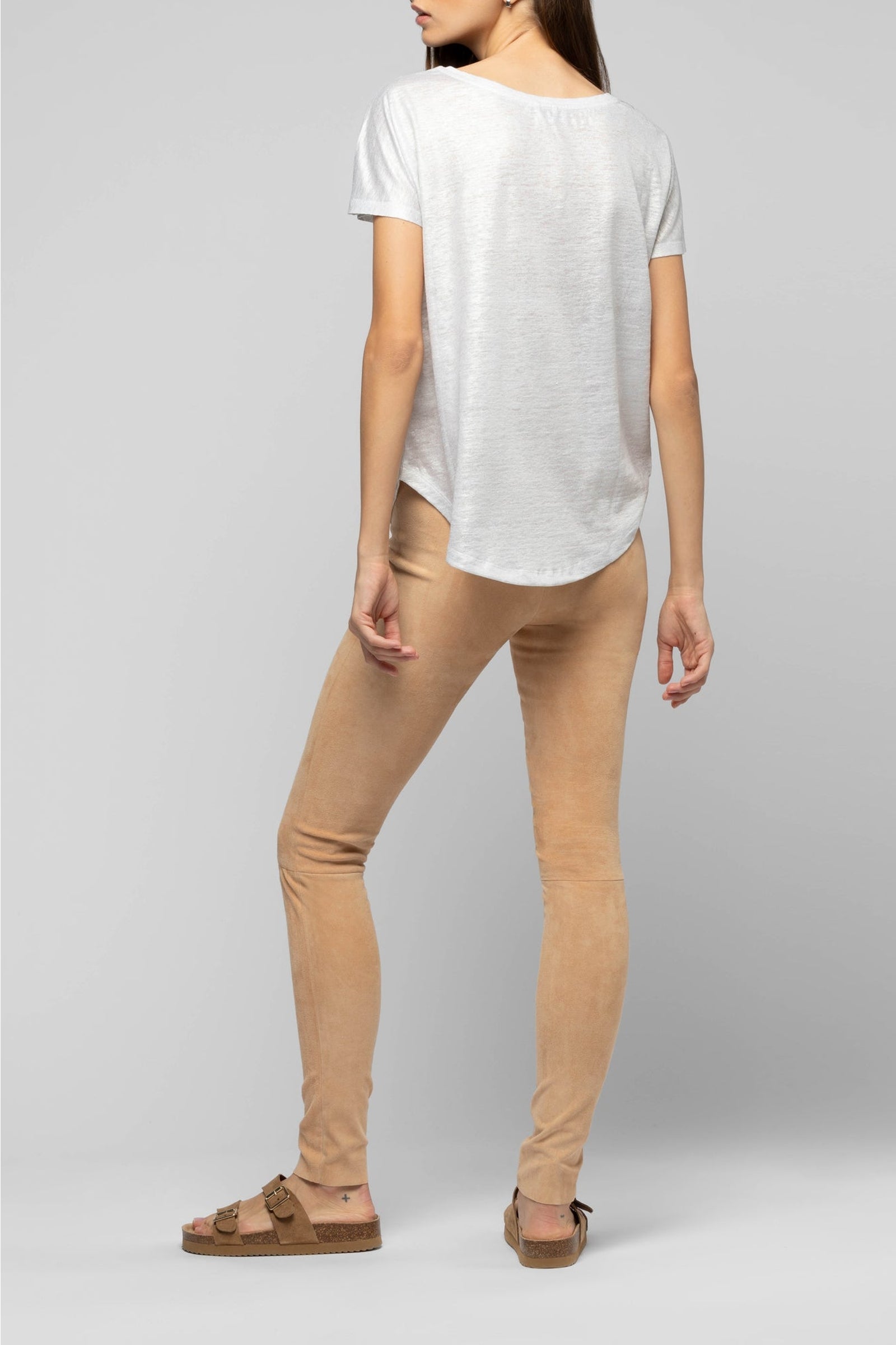 Tacelya loose-fitting short-sleeved iridescent linen T-shirt - White