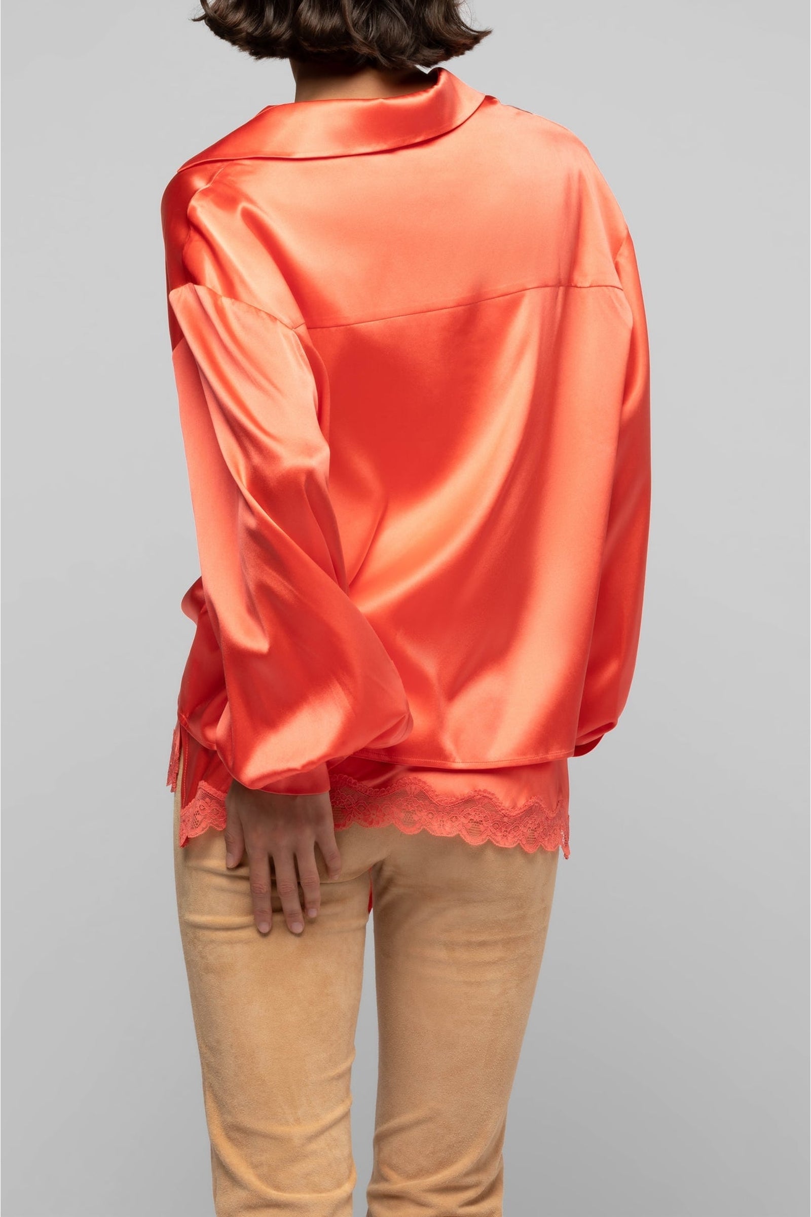 Taeva silk blouse with ties at waist - Corail