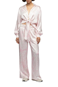 Taeva silk blouse with ties at waist - Printleo