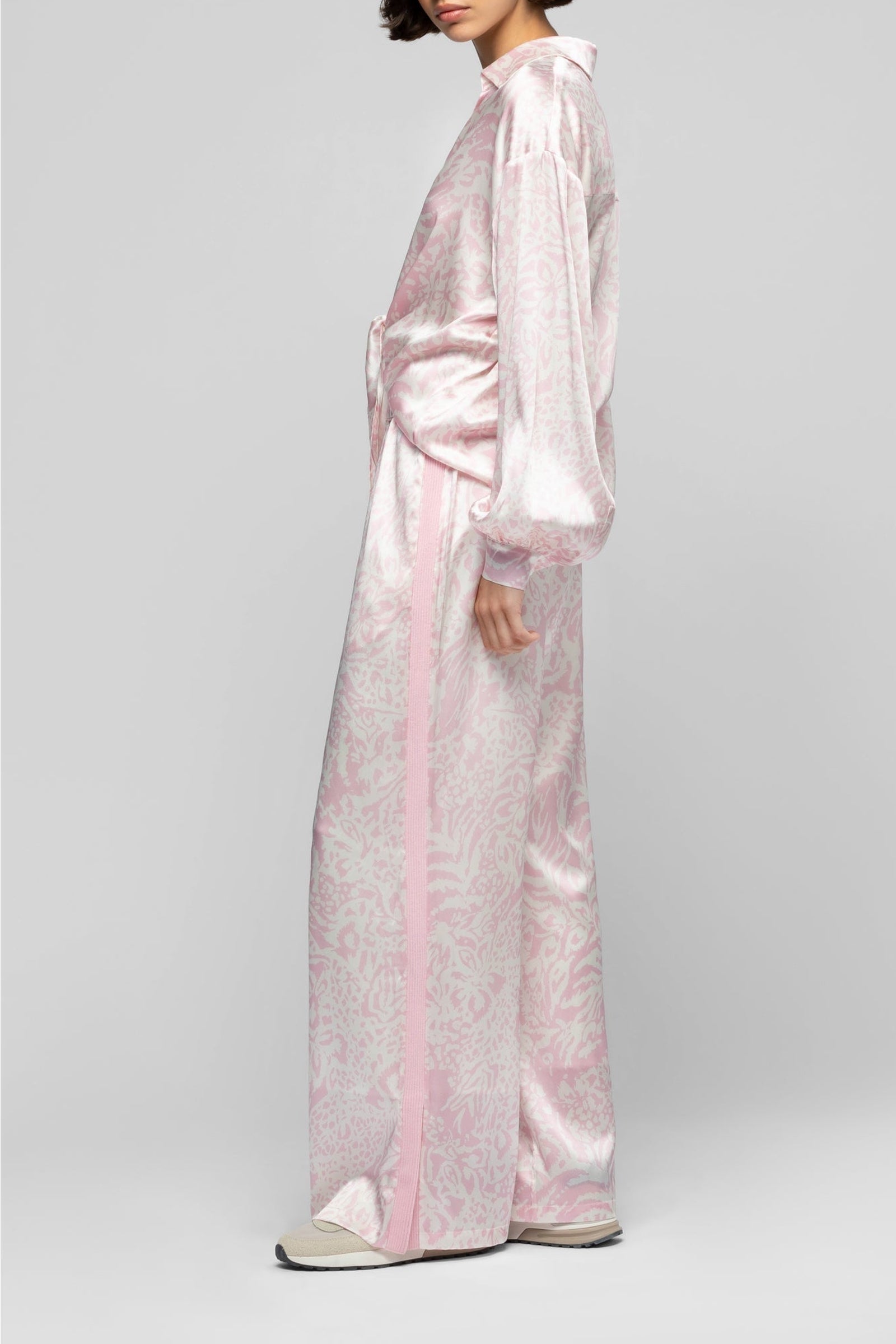 Taeva silk blouse with ties at waist - Printleo