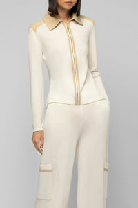 1 QTY NEW TOP AVEC DETAILS EN SUEDE