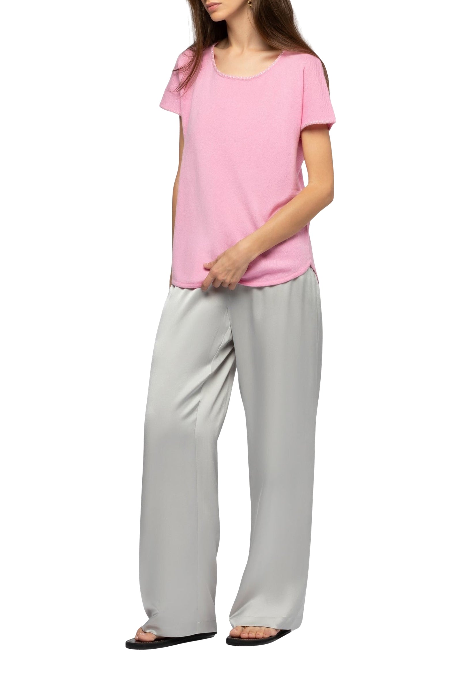 Loose-fitting wool and cashmere Talixane T-shirt - Bonbon