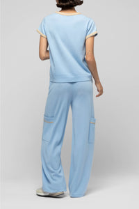 Tamelia short-sleeved cashmere and wool T-shirt - Ciel