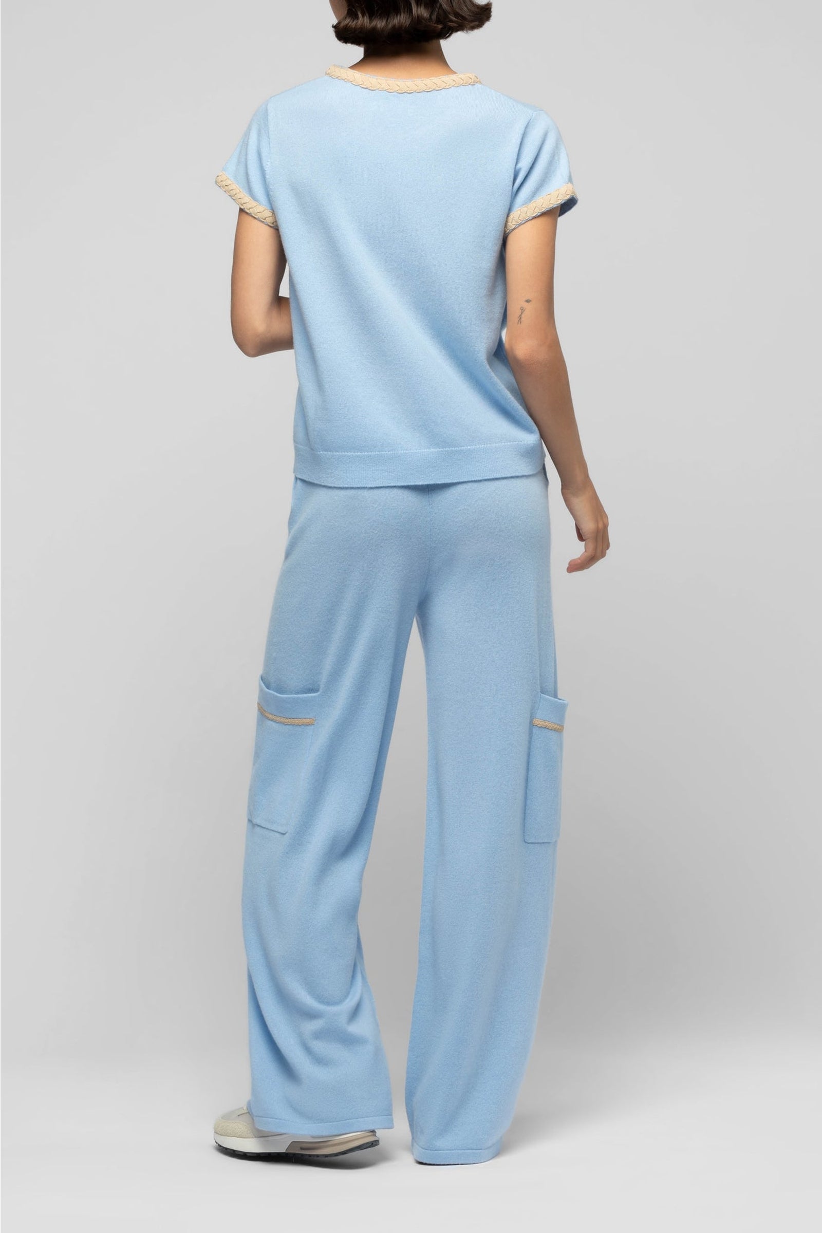 Tamelia short-sleeved cashmere and wool T-shirt - Ciel