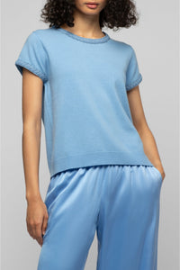 Tamelia short-sleeved cashmere and wool T-shirt - Denim