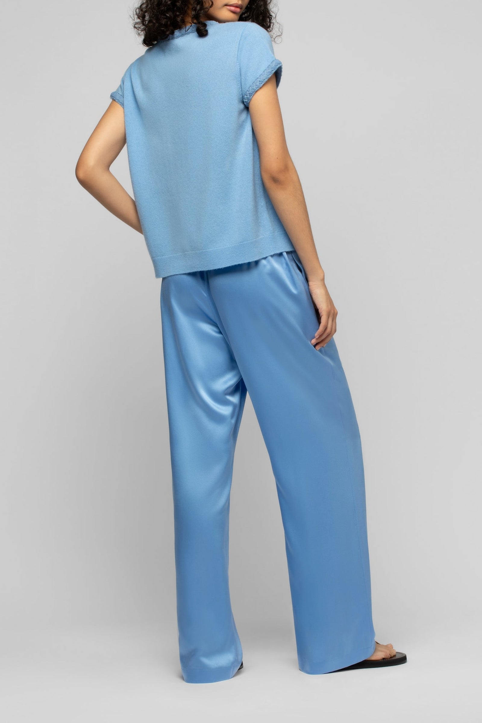 Tamelia short-sleeved cashmere and wool T-shirt - Denim