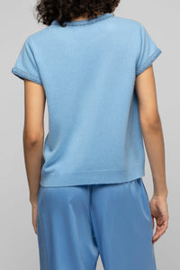 Tamelia short-sleeved cashmere and wool T-shirt - Denim