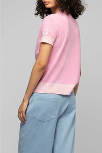 Pull Tamelys manches courtes en laine et cachemire - Bonbon