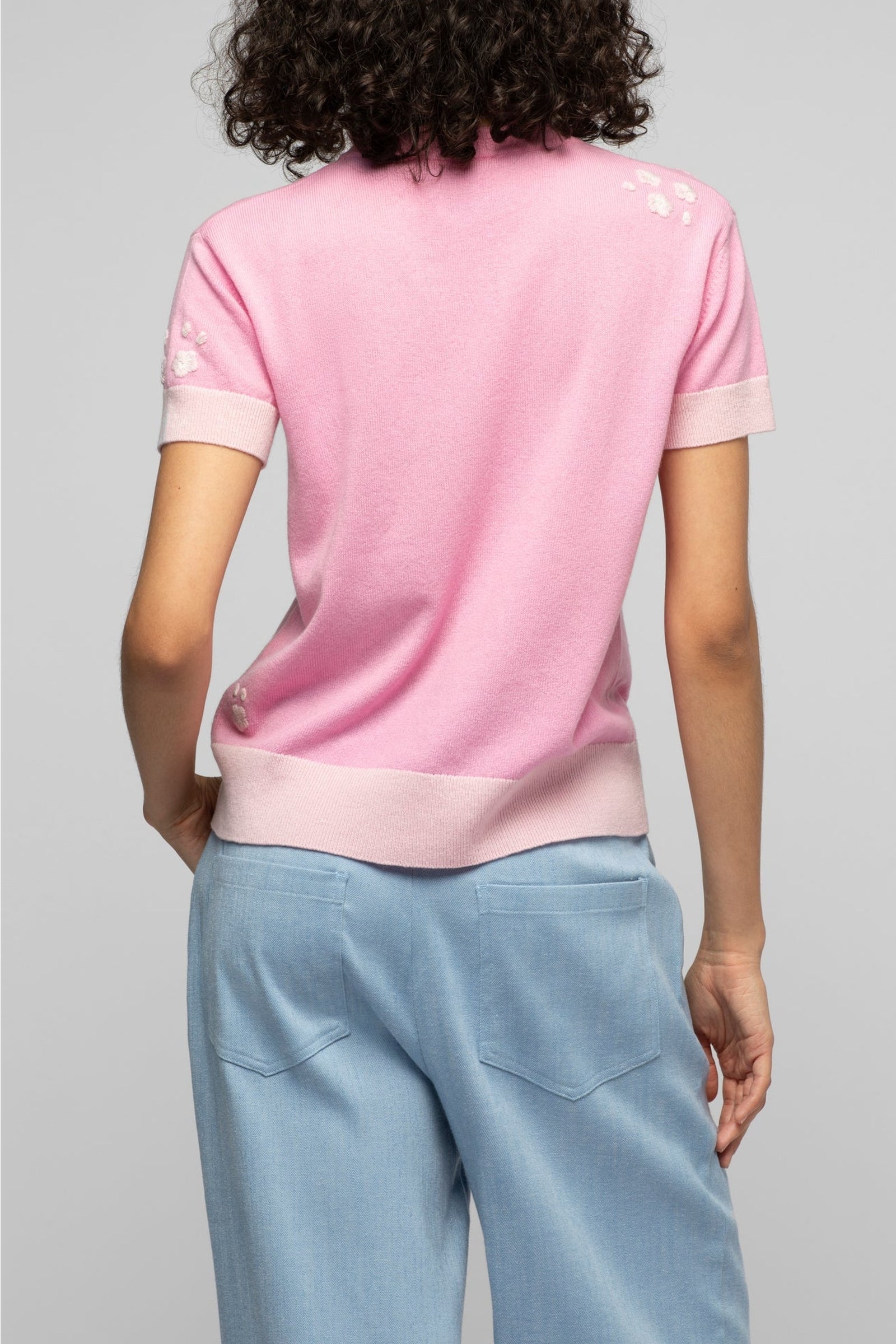 Pull Tamelys manches courtes en laine et cachemire - Bonbon