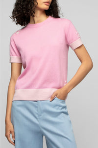 Pull Tamelys manches courtes en laine et cachemire - Bonbon