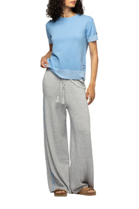 Tamelys wool and cashmere short-sleeved jumper - Denim