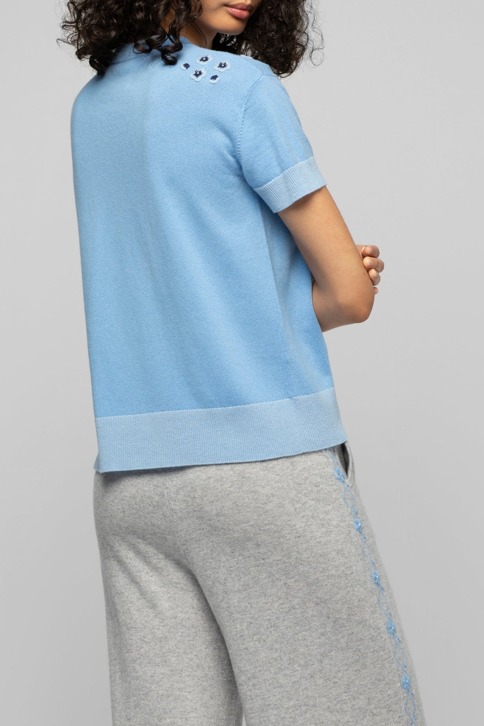 Tamelys wool and cashmere short-sleeved jumper - Denim