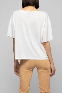 Tamira short-sleeved ultra-fine knit T-shirt - White