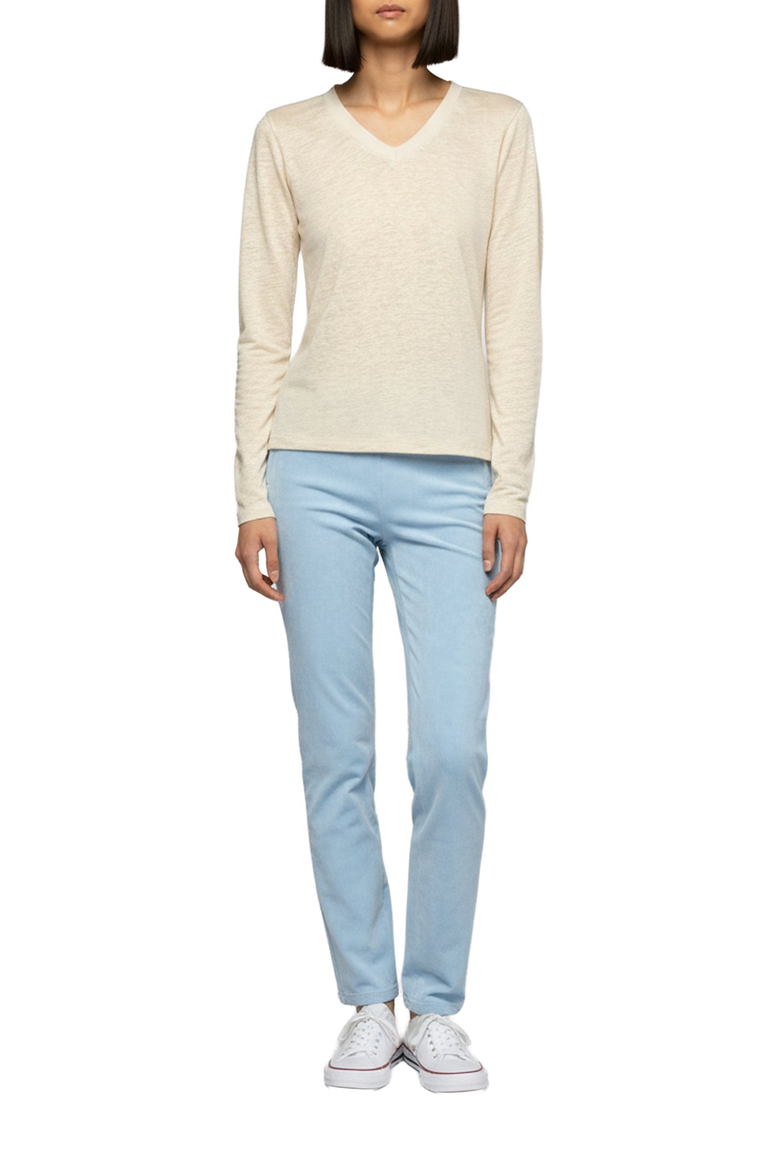 Long-sleeved linen jersey Tanika T-shirt - Beige