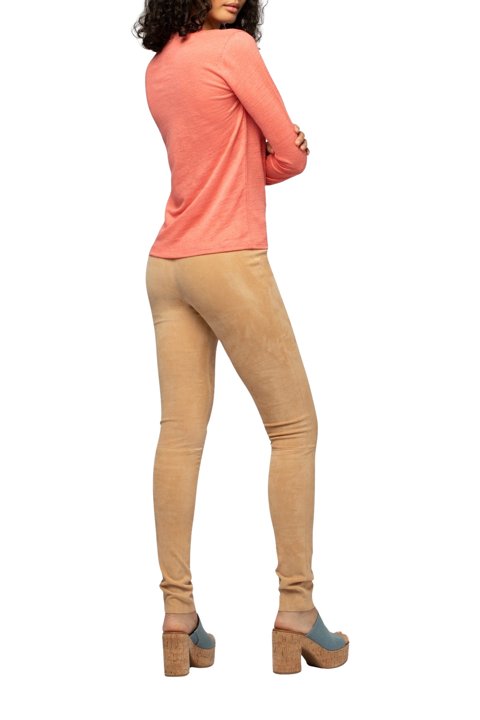 T-shirt Tanika manches longues en jersey de lin - Corail