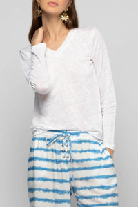 Long-sleeved linen jersey Tanika T-shirt - White