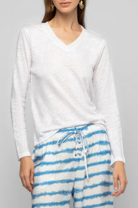 Long-sleeved linen jersey Tanika T-shirt - White