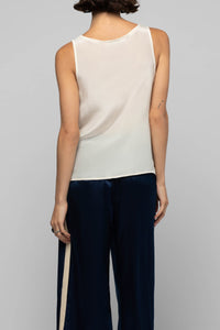 Tanna bi-material tank top in linen and silk - Beige