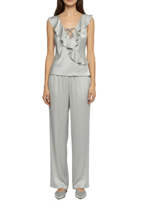 Tantoinette silk ruffle top - Grey
