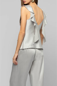 Tantoinette silk ruffle top - Grey