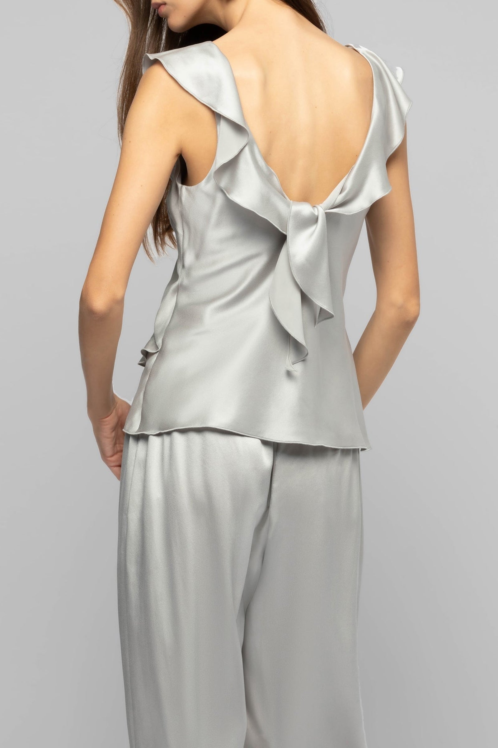 Tantoinette silk ruffle top - Grey