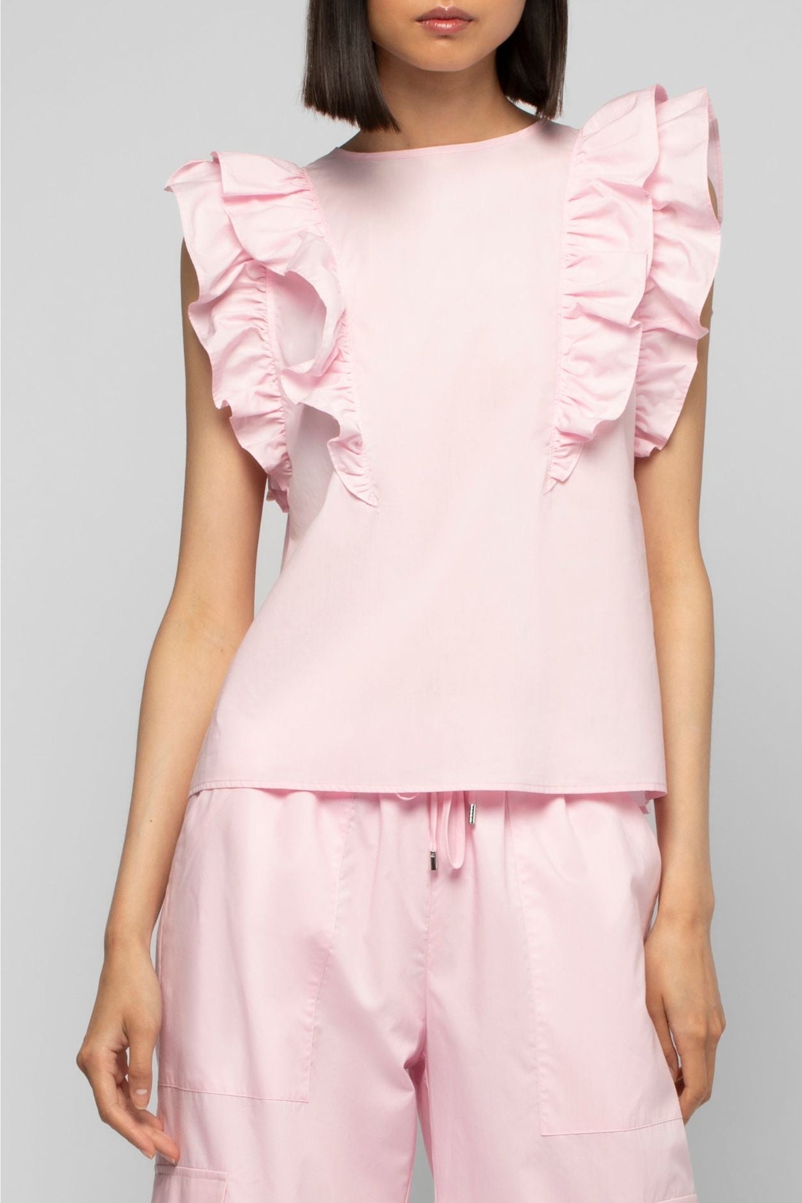 Blouse Tantonella sans manches avec volants - Dragée