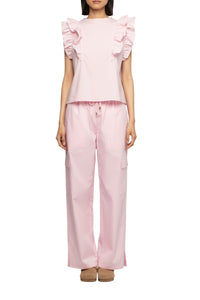 Blouse Tantonella sans manches avec volants - Dragée