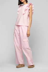 Blouse Tantonella sans manches avec volants - Dragée