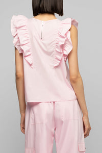 Blouse Tantonella sans manches avec volants - Dragée