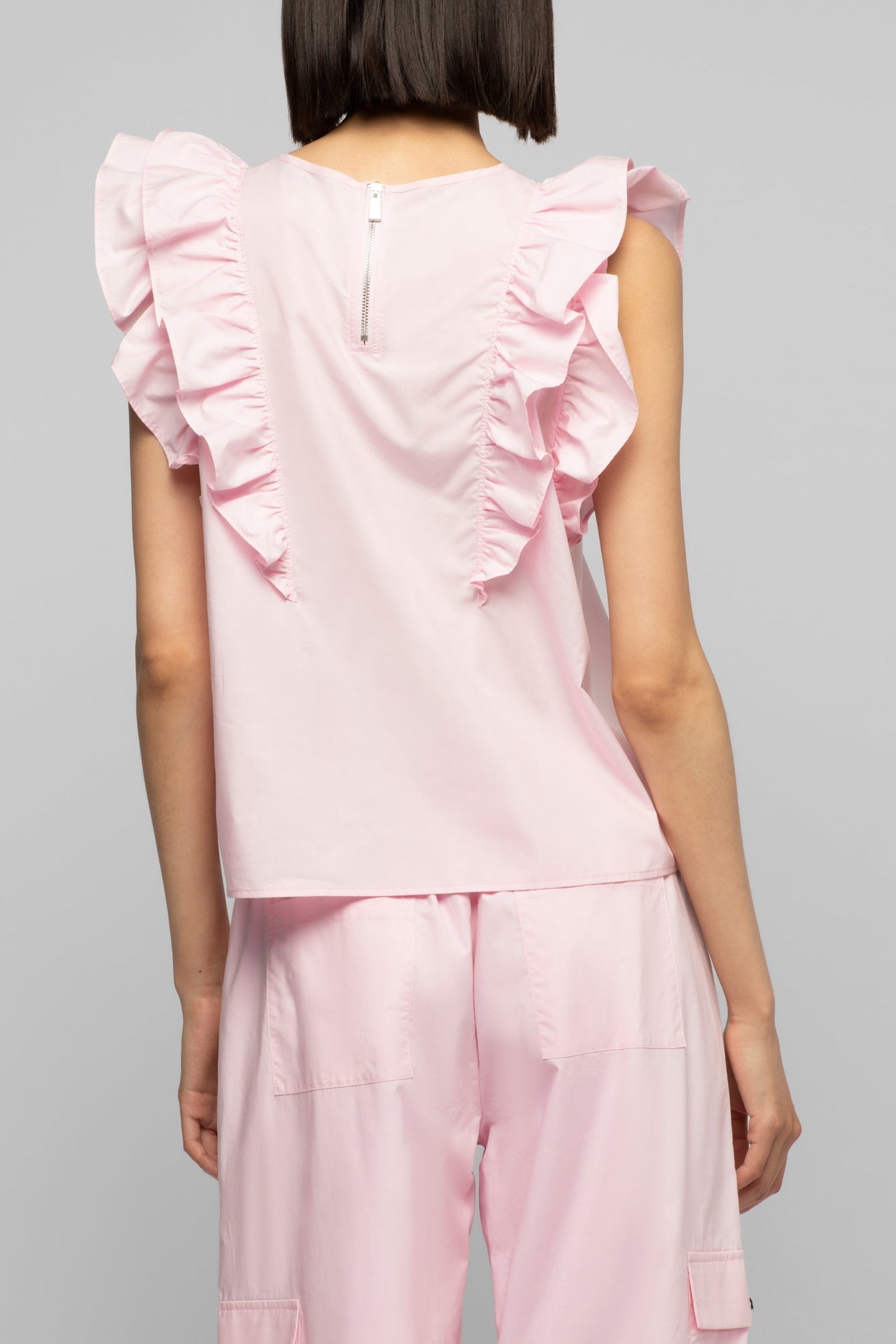 Blouse Tantonella sans manches avec volants - Dragée