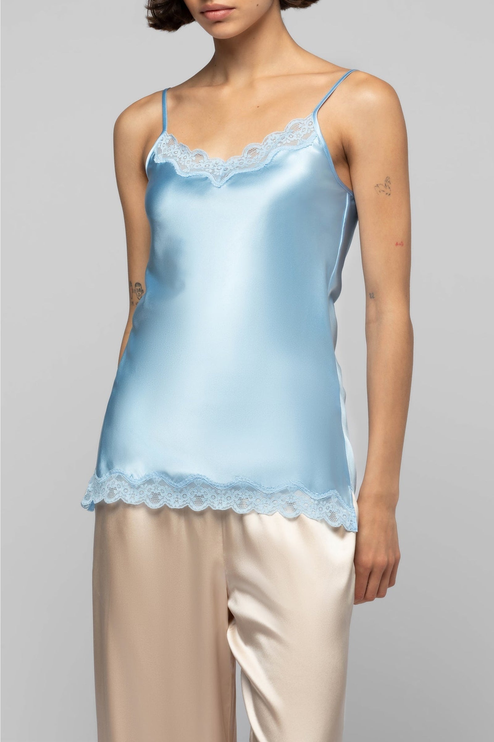 Tathenais silk and lace camisole - Ciel