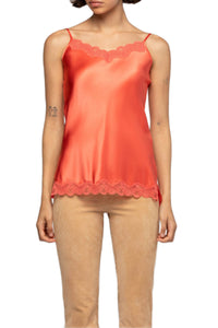 Tathenais silk and lace camisole - Coral