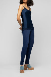Tathenais silk and lace camisole - Navy
