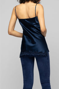 Tathenais silk and lace camisole - Navy