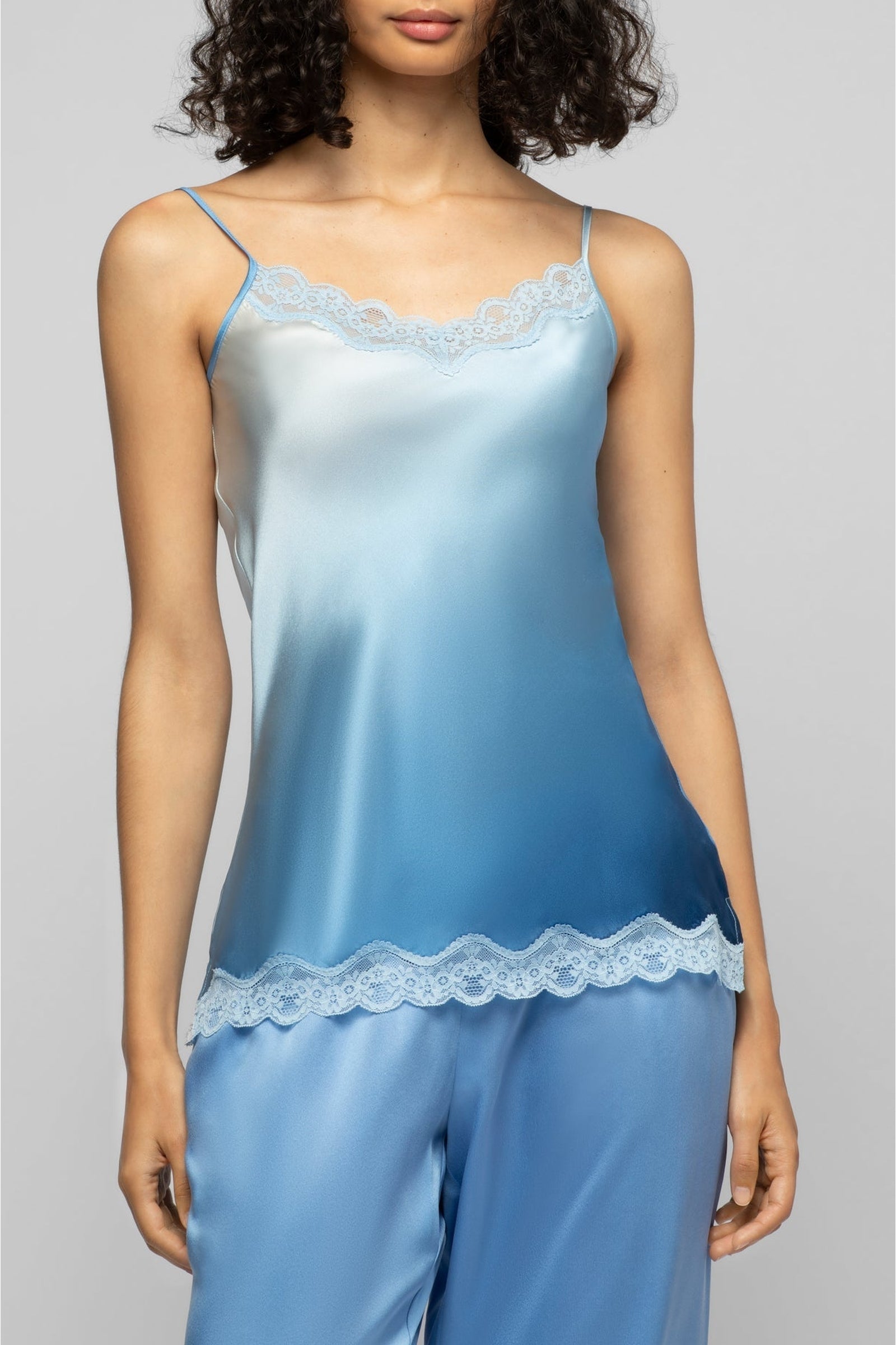 Tathenais silk and lace camisole - Tie & Dye Blue