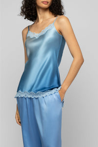 Tathenais silk and lace camisole - Tie & Dye Blue