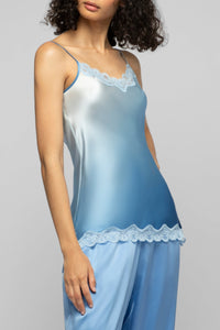 Tathenais silk and lace camisole - Tie & Dye Blue