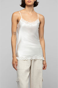 Caraco Tathenais en soie et dentelles  - White