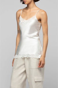 Caraco Tathenais en soie et dentelles  - White