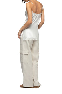 Caraco Tathenais en soie et dentelles  - White