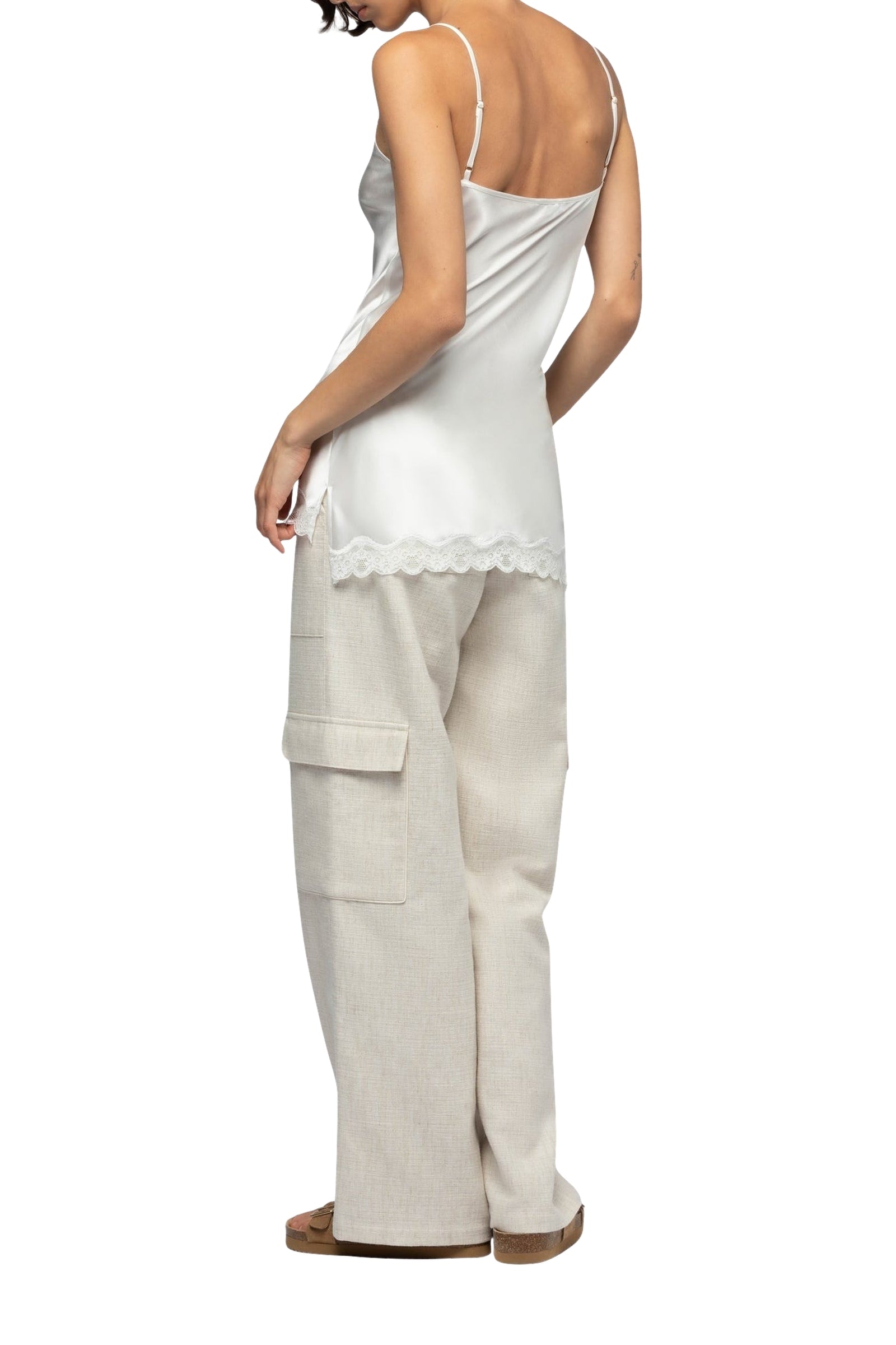 Caraco Tathenais en soie et dentelles  - White