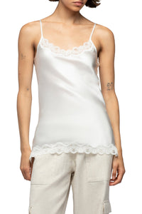 Caraco Tathenais en soie et dentelles  - White