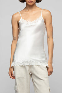 Caraco Tathenais en soie et dentelles  - White