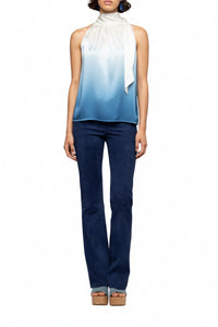 Taymee sleeveless silk top - Tie & Dye Blue