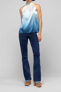 Taymee sleeveless silk top - Tie & Dye Blue