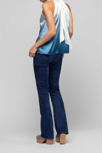 Taymee sleeveless silk top - Tie & Dye Blue