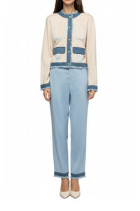 Short knitted Vadela jacket with inserts - Beige